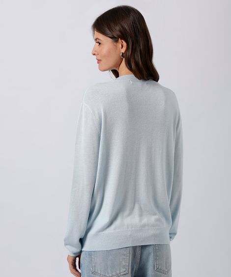 suéter feminino de tricot com lã mindset azul