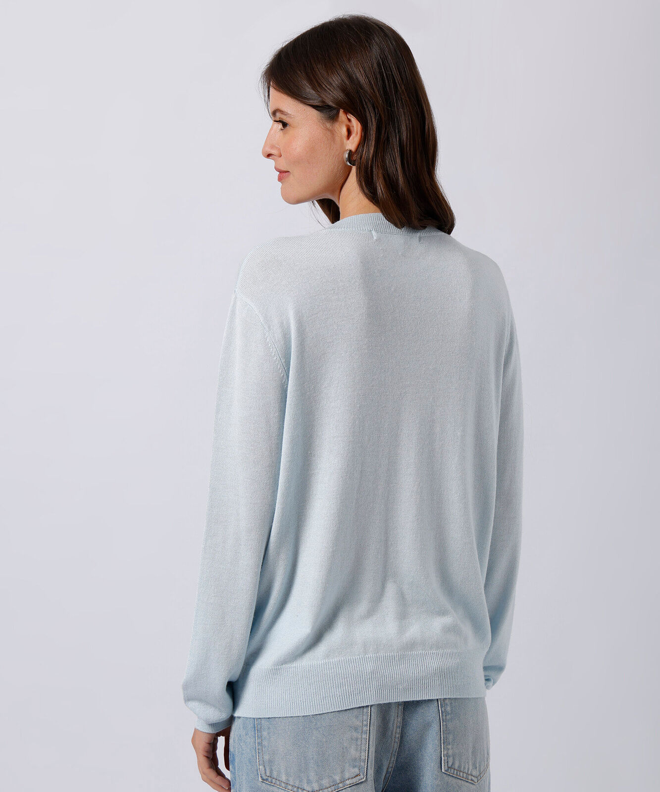 suéter feminino de tricot com lã mindset azul