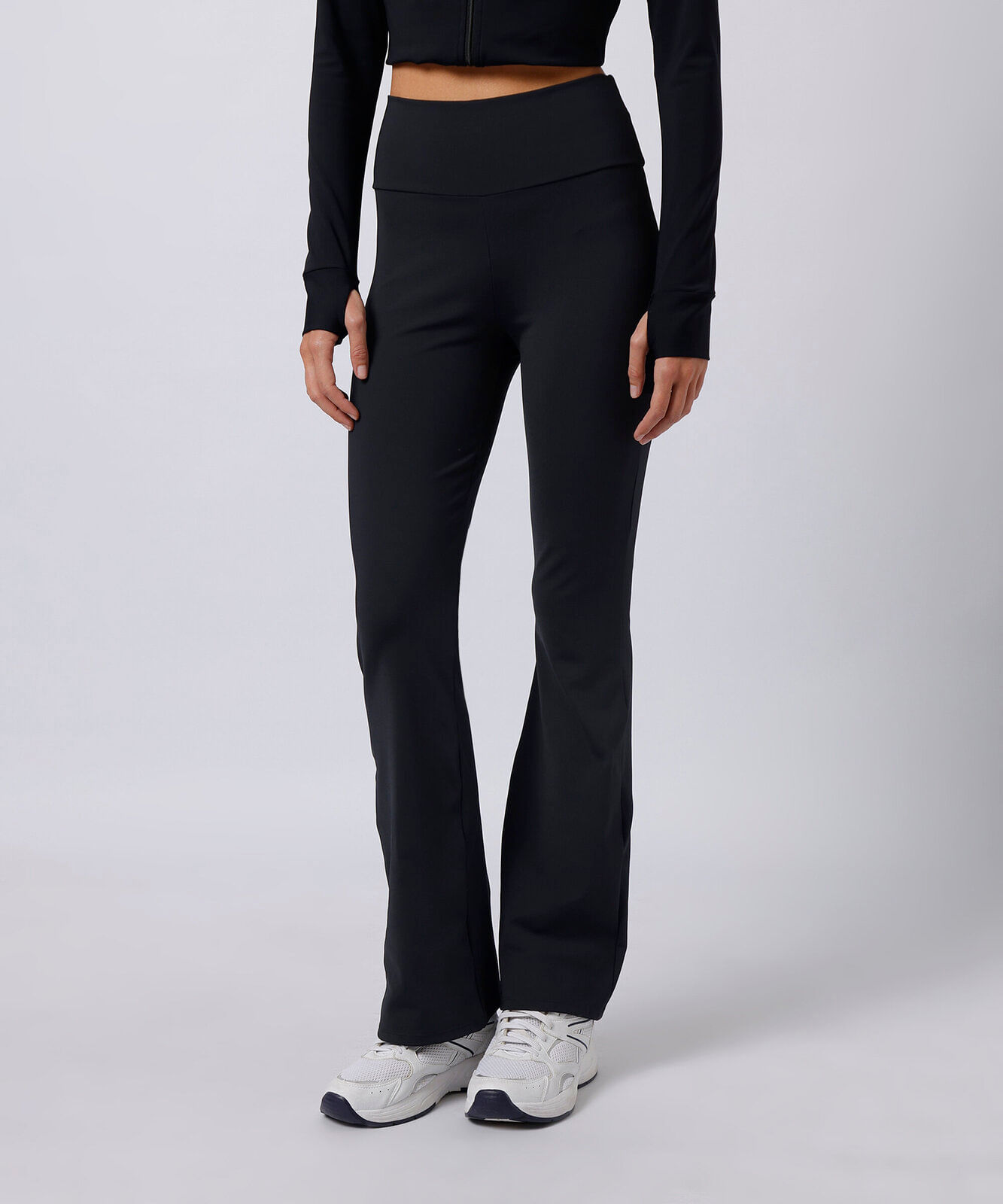 calça flare feminina de poliamida mindset sport preta