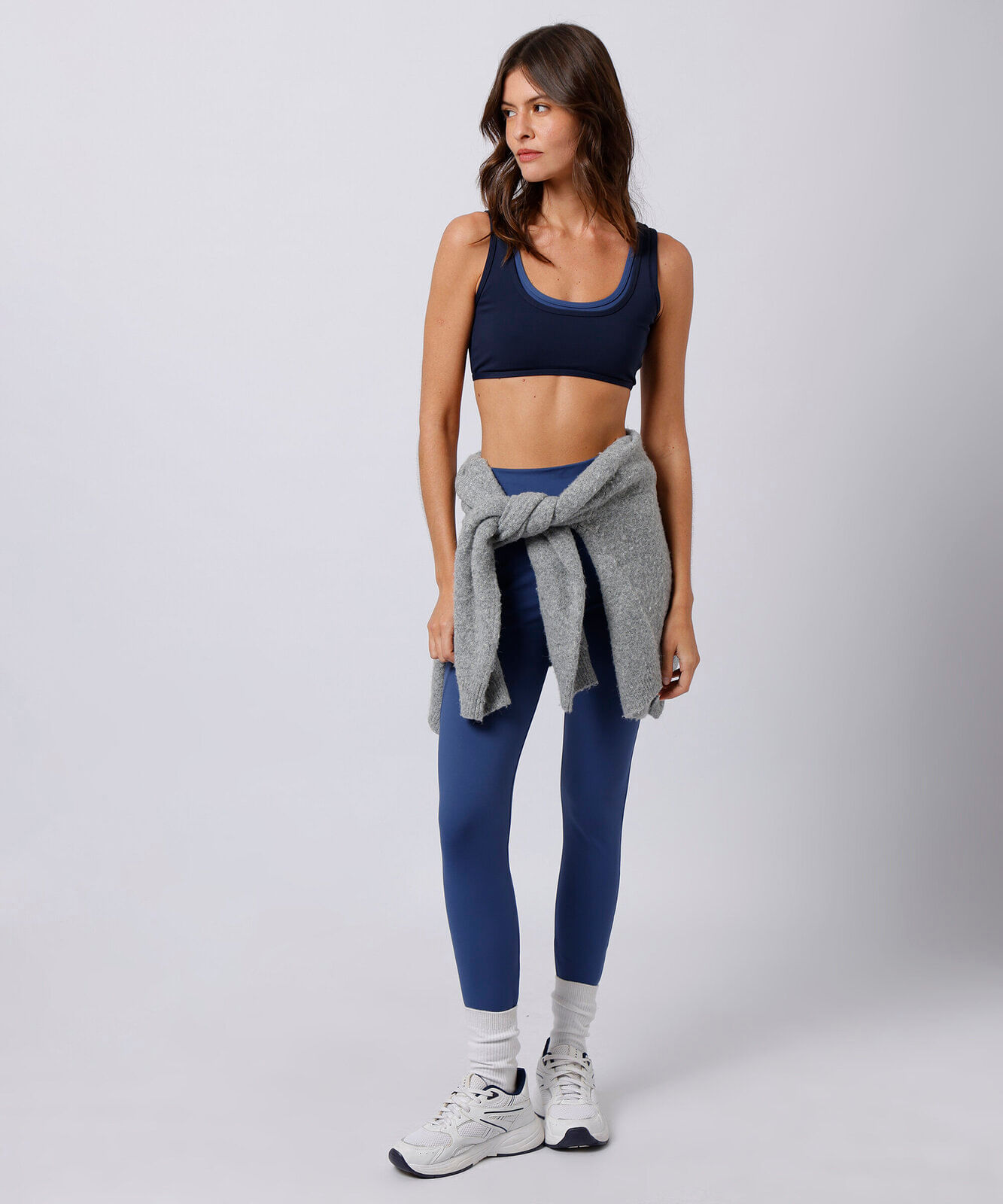 top esportivo feminino de poliamida bicolor mindset sport azul