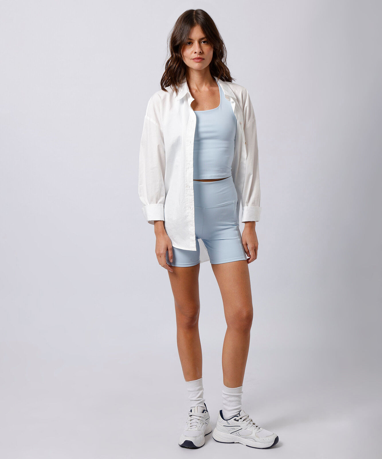 regata nadador feminina decote quadrado mindset sport azul