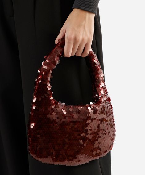 bolsa hobo de paetê mindset vinho