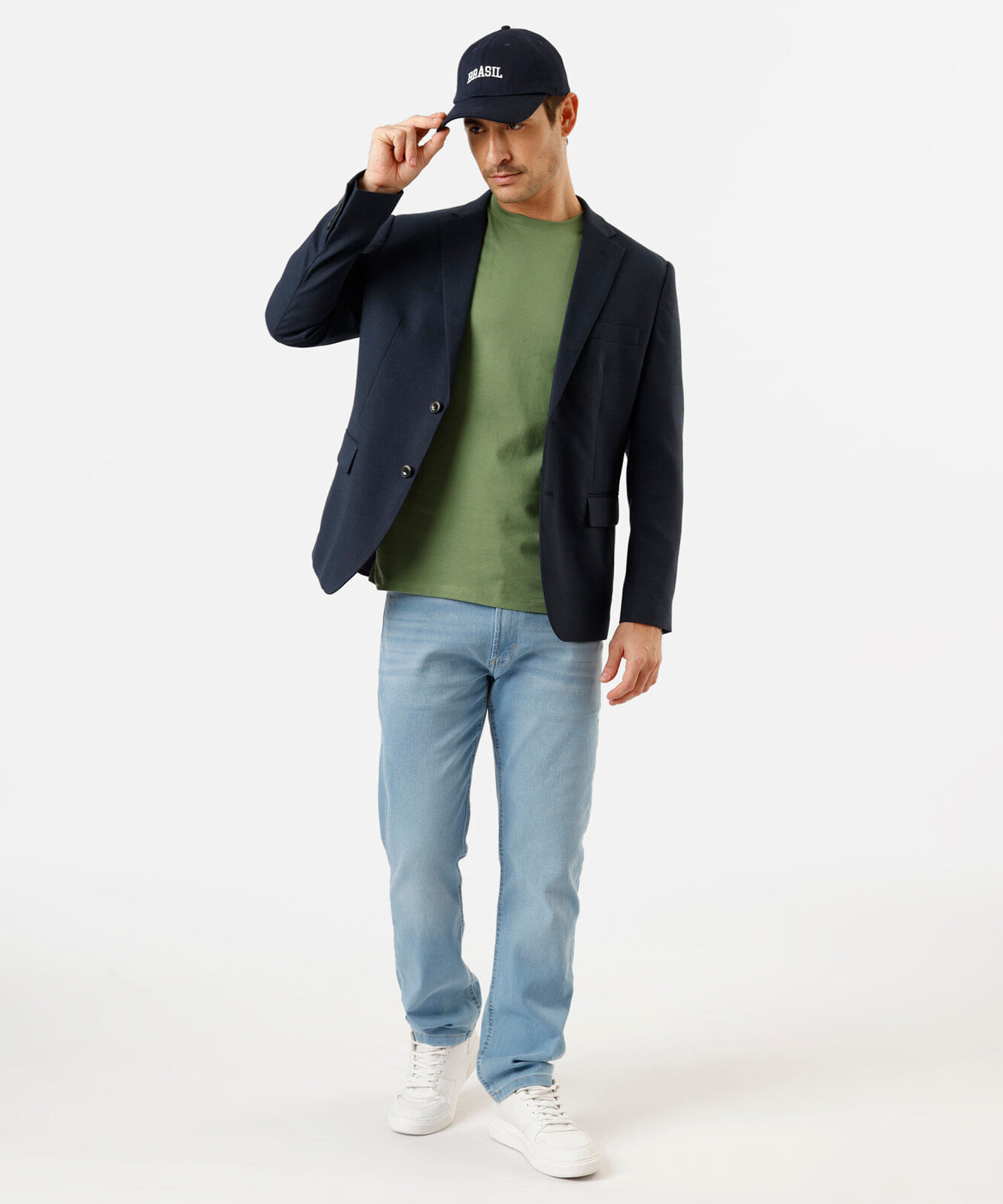 calça slim masculina jeans azul