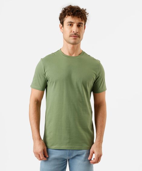 camiseta de algodão básica manga curta verde