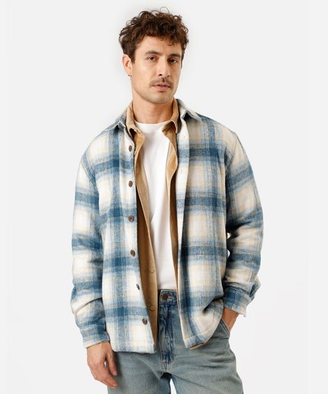 jaqueta masculina texturizada xadrez azul