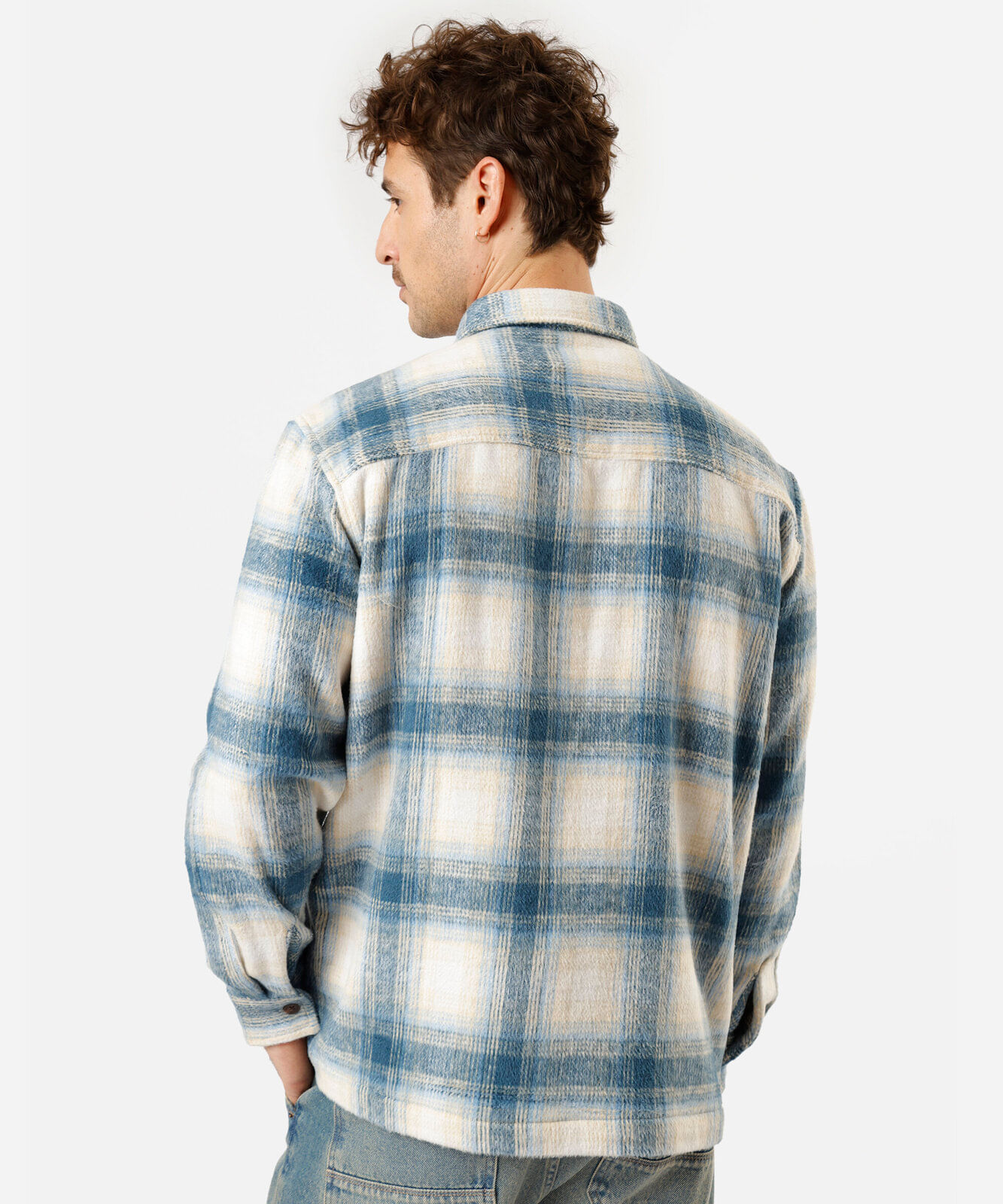 jaqueta masculina texturizada xadrez azul