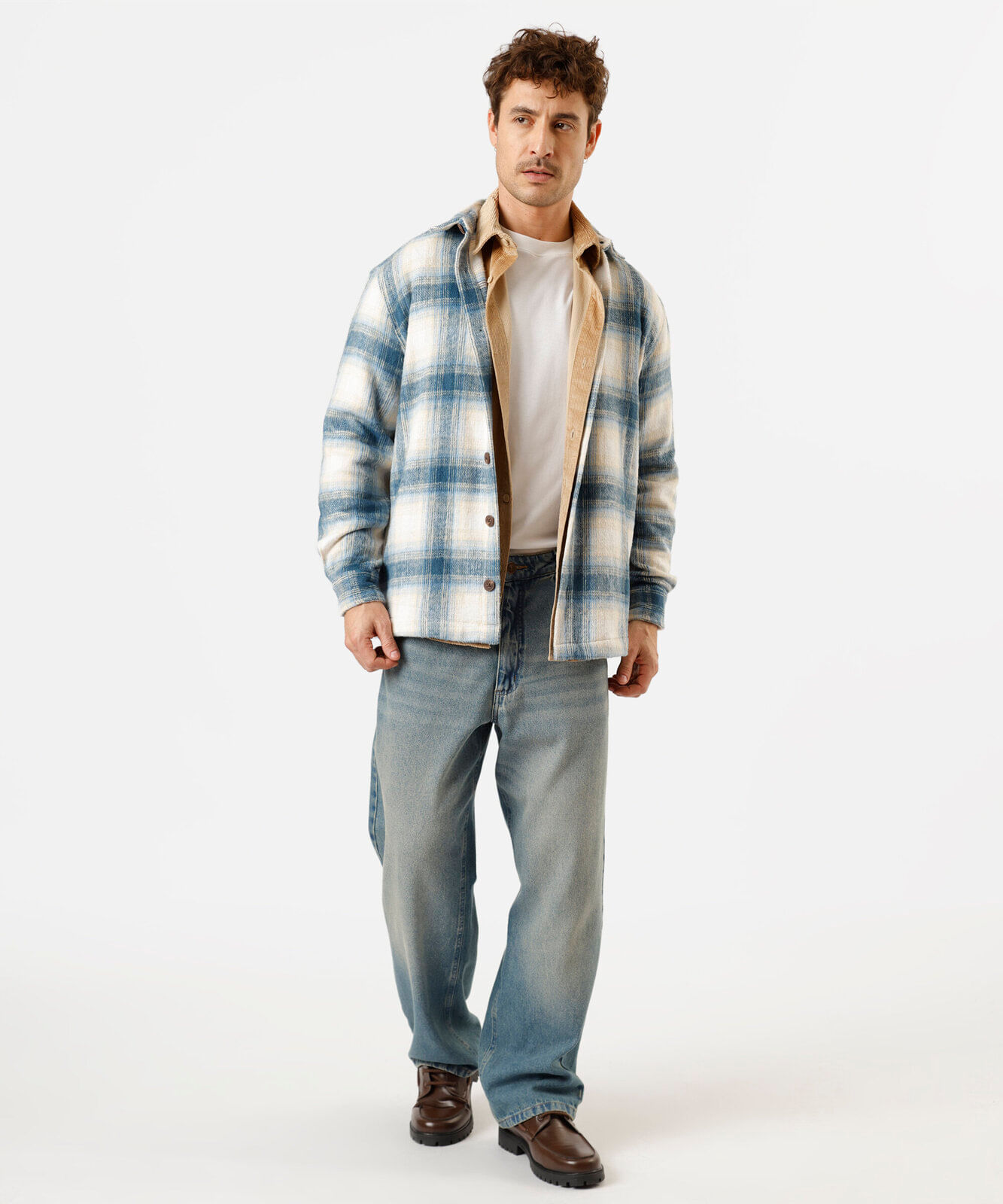 jaqueta masculina texturizada xadrez azul