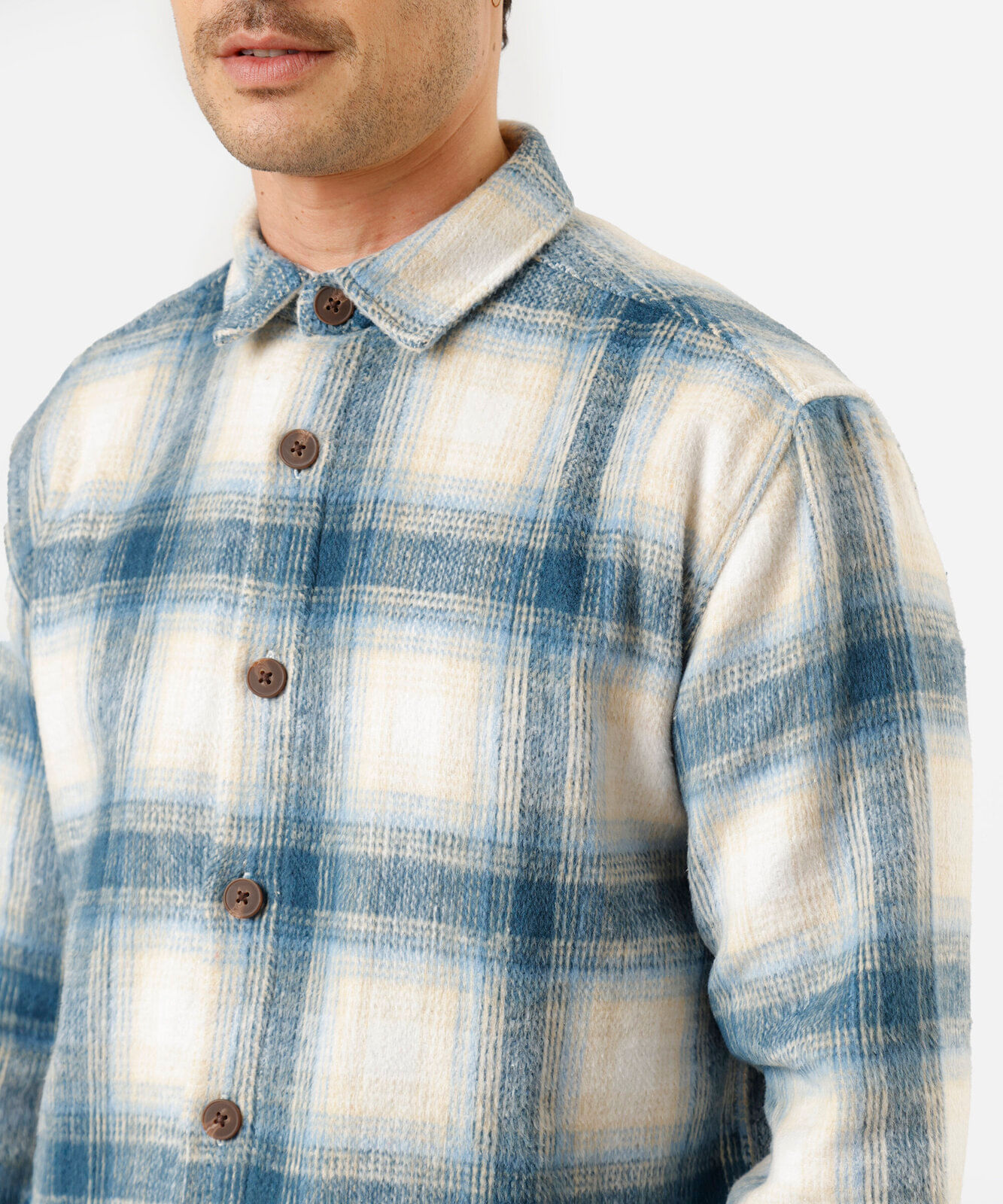 jaqueta masculina texturizada xadrez azul