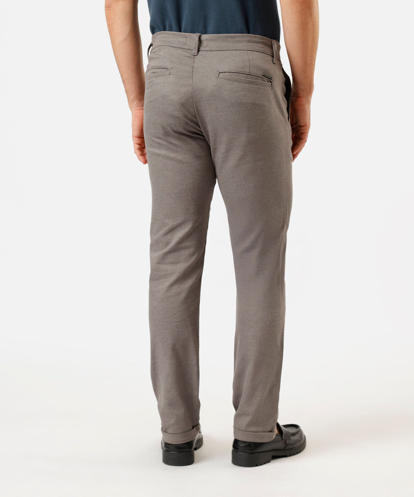 calça slim chino masculina de sarja cinza