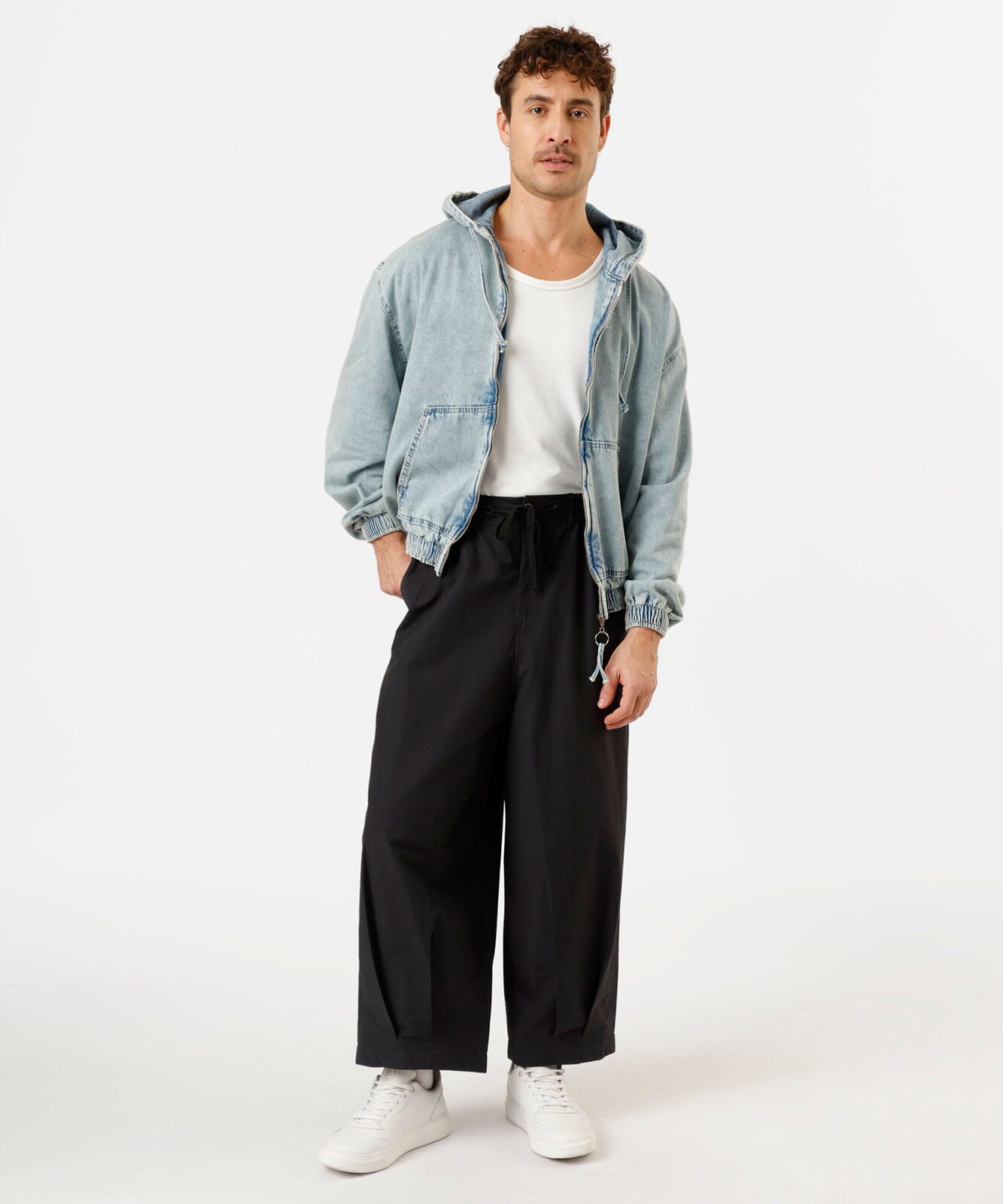 jaqueta bomber masculina jeans com capuz azul