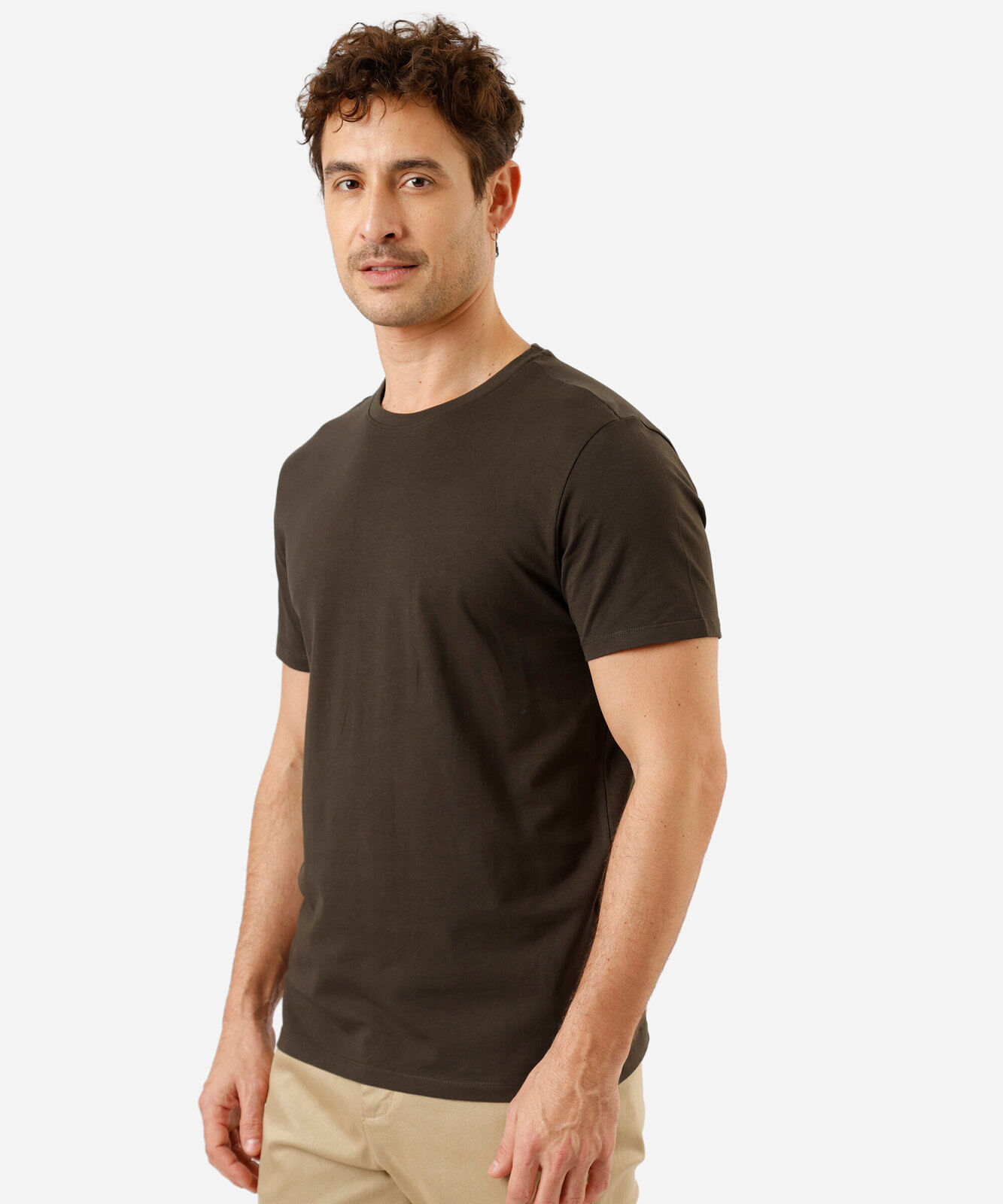 camiseta slim masculina de algodão verde