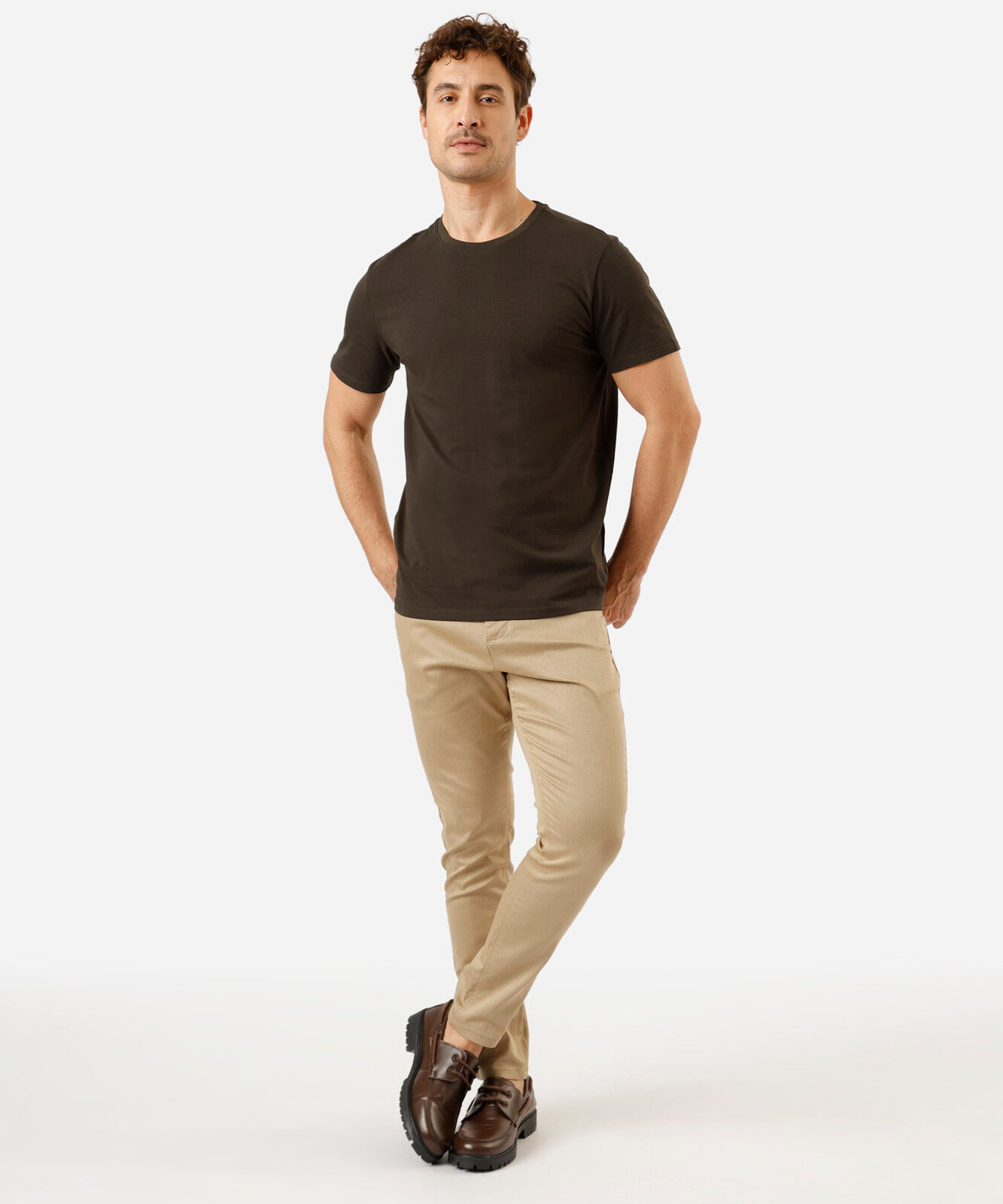 camiseta slim masculina de algodão verde