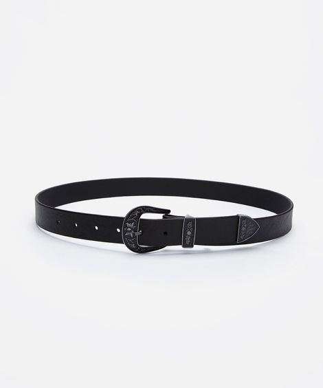 cinto com fivela western preto