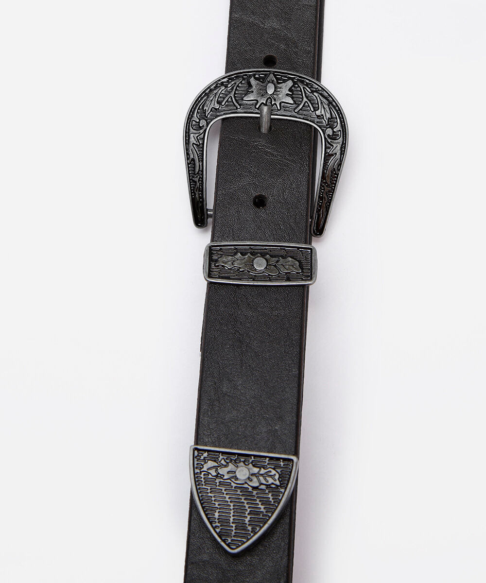 cinto com fivela western preto