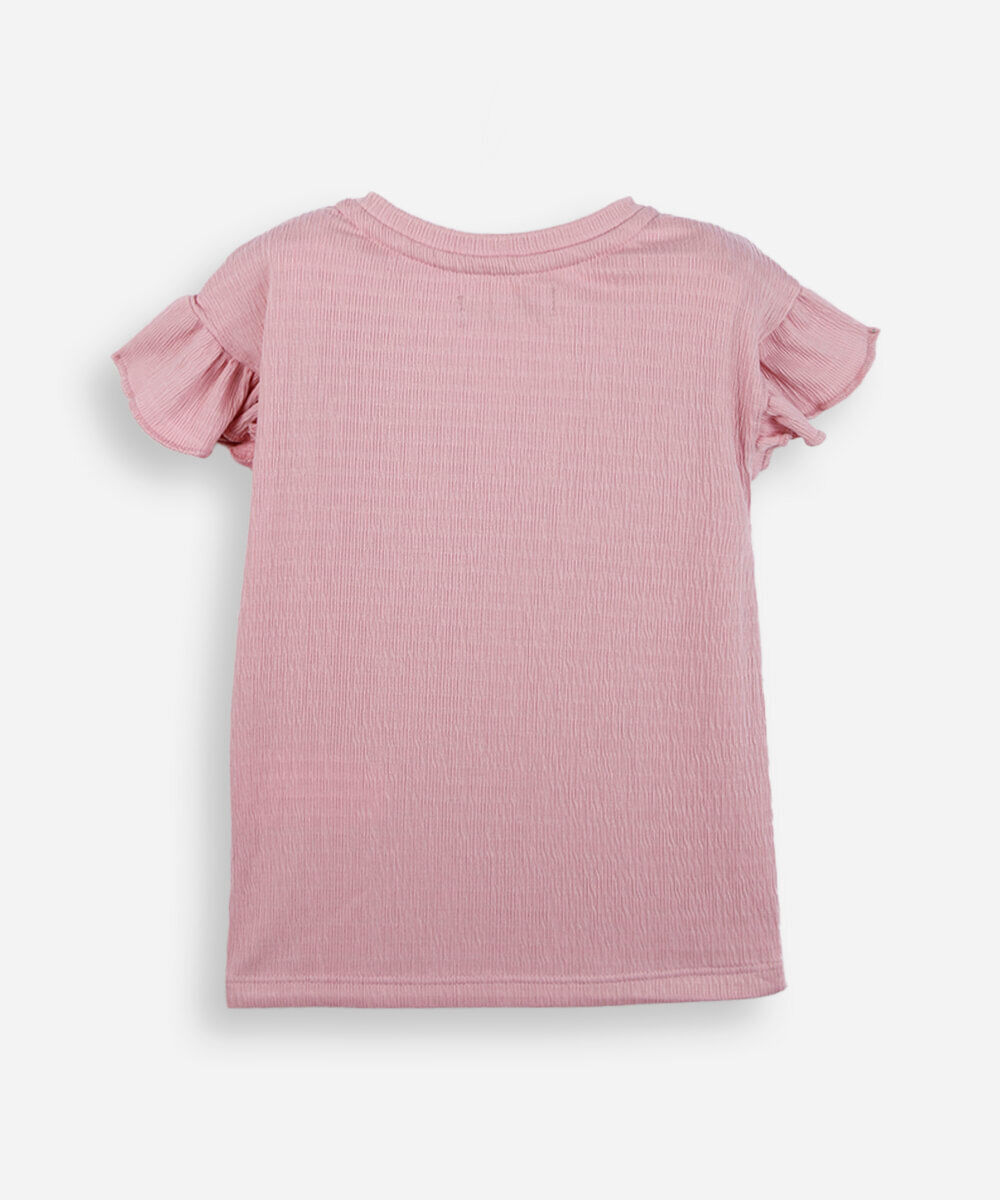 blusa infantil com babados texturizada rosa