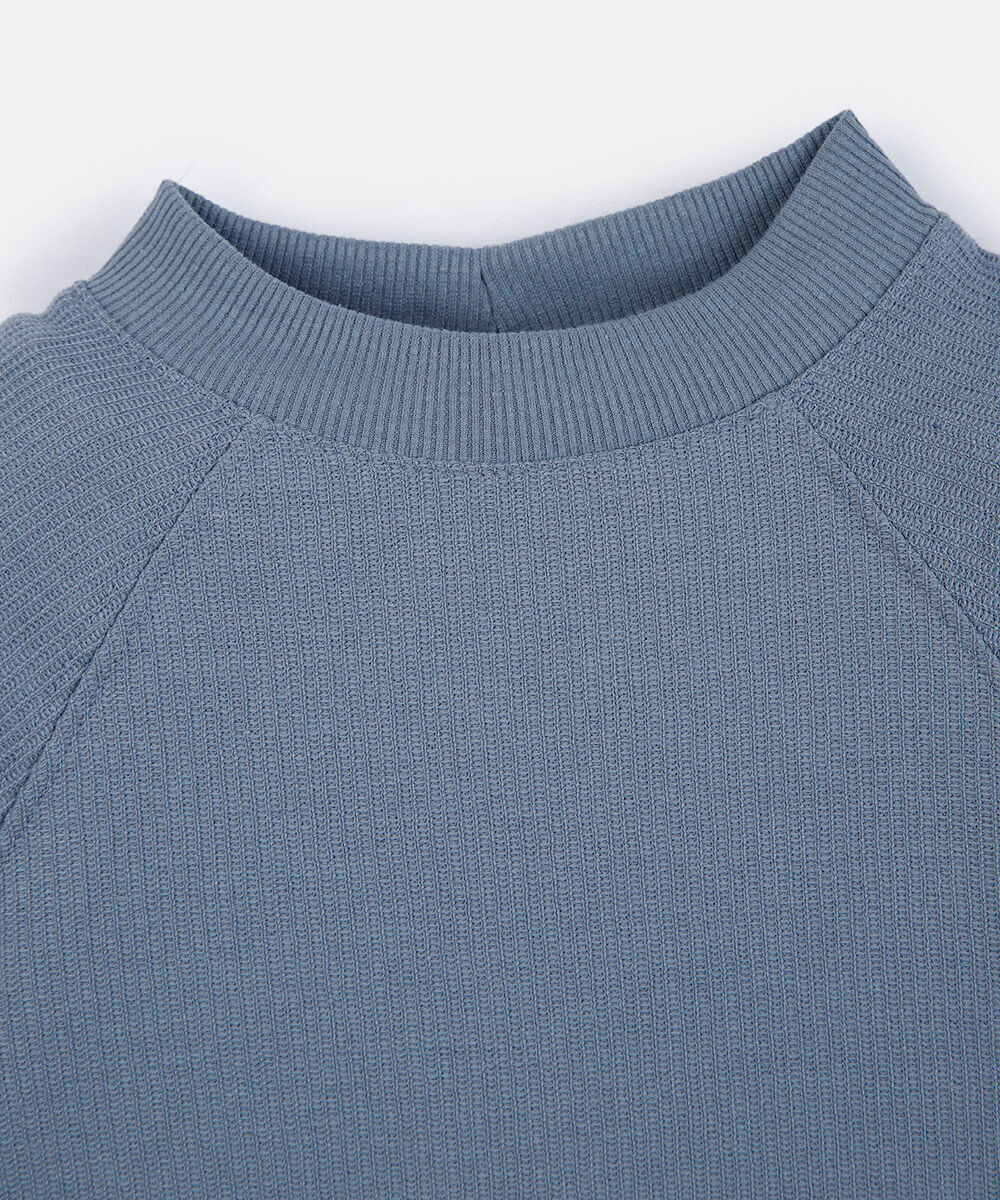 blusa infantil com algodão manga longa canelada azul