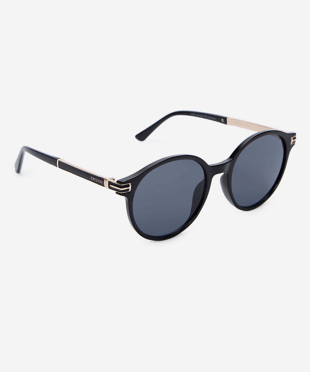 óculos de sol feminino redondo de acetato triton cinza