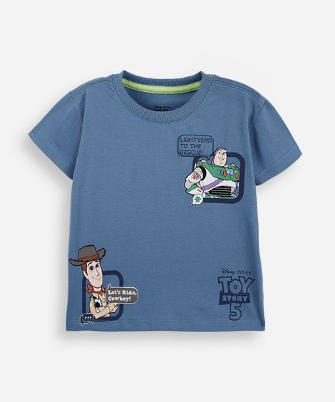 camiseta infantil de algodão manga curta toy story azul