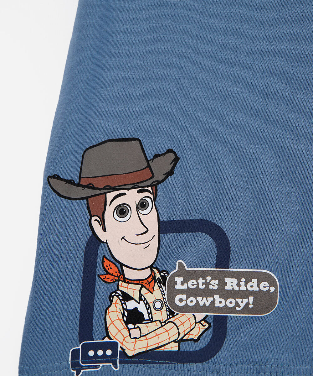 camiseta infantil de algodão manga curta toy story azul