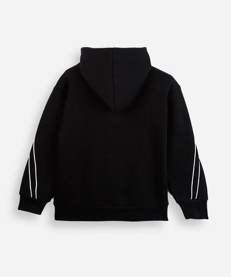 blusão oversized infantil de moletom com nervuras preto