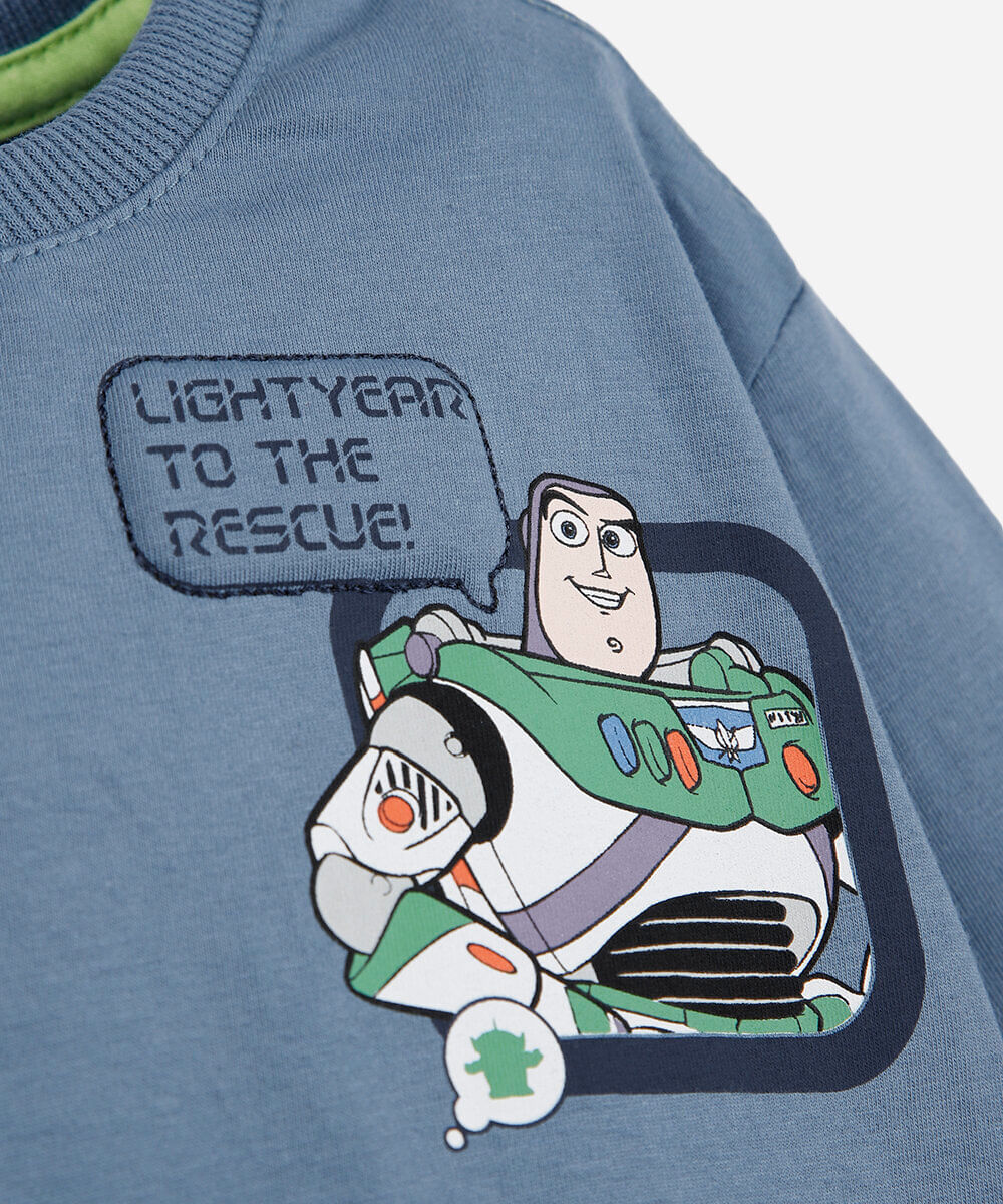 camiseta infantil de algodão manga longa toy story azul