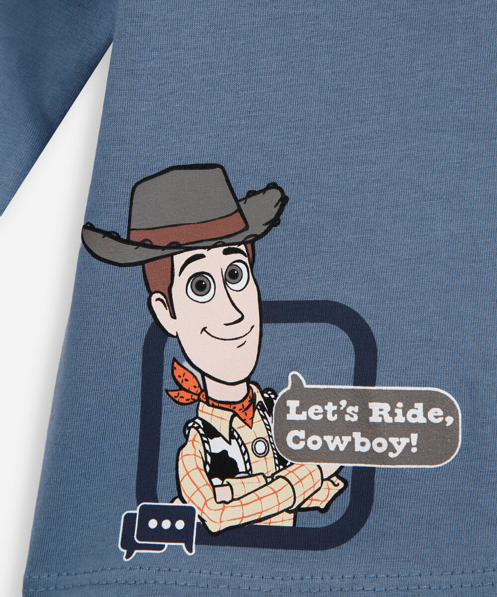camiseta infantil de algodão manga longa toy story azul