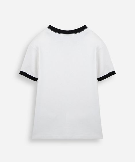 camiseta infantil de algodão manga curta off white