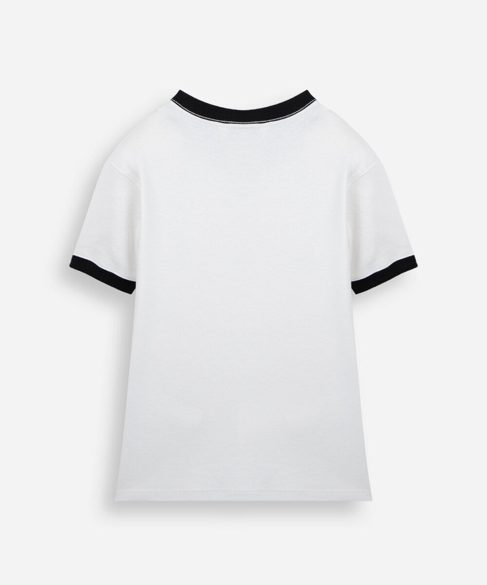 camiseta infantil de algodão manga curta off white