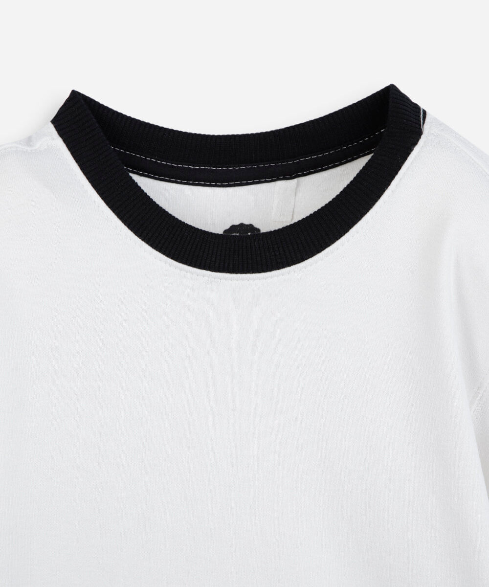 camiseta infantil de algodão manga curta off white