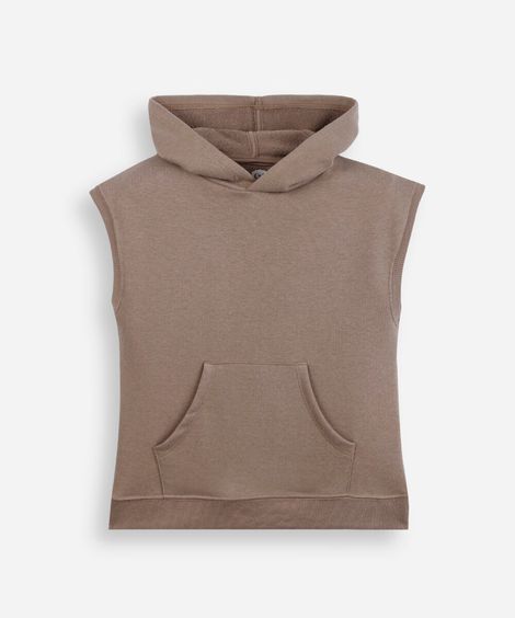 regata oversized infantil de moletom com capuz bege