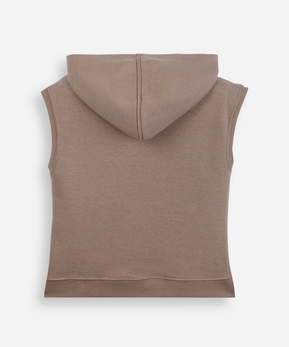 regata oversized infantil de moletom com capuz bege
