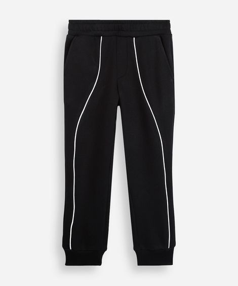 calça jogger infantil de moletom com nervuras preta