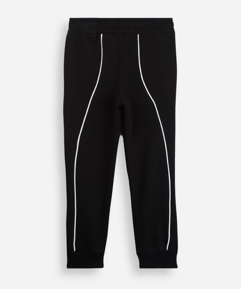 calça jogger infantil de moletom com nervuras preta