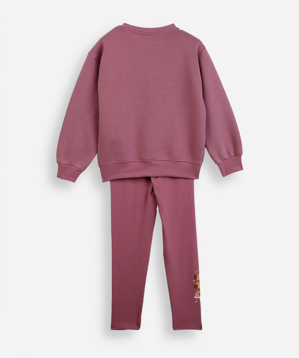 conjunto longo infantil capivaras rosa