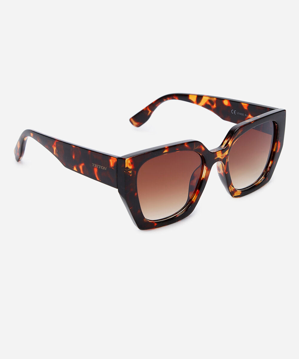 óculos de sol feminino quadrado acetato tartaruga triton marrom