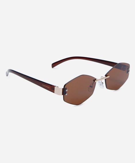 óculos de sol feminino oval de metal triton dourado