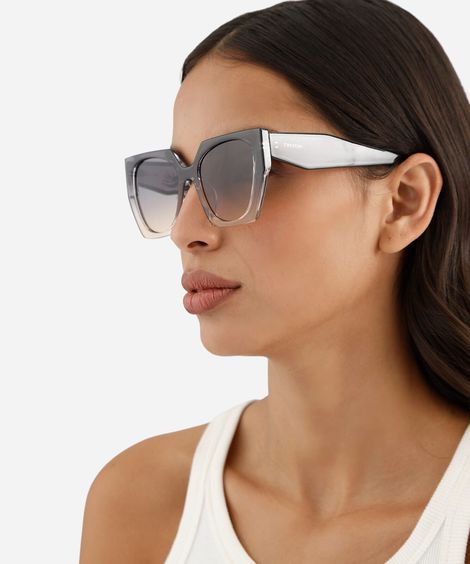 óculos de sol feminino quadrado de acetato triton cinza