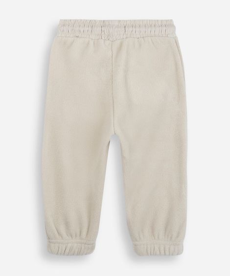 calça jogger infantil de fleece cós elástico bege