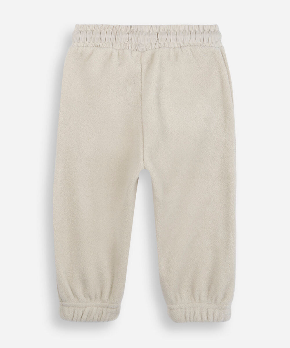 calça jogger infantil de fleece cós elástico bege