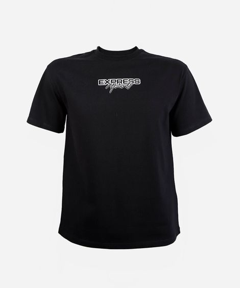 camiseta juvenil de algodão manga curta estampada preta