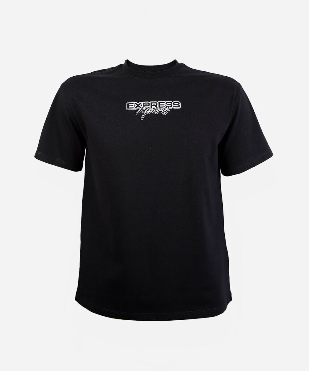 camiseta juvenil de algodão manga curta estampada preta