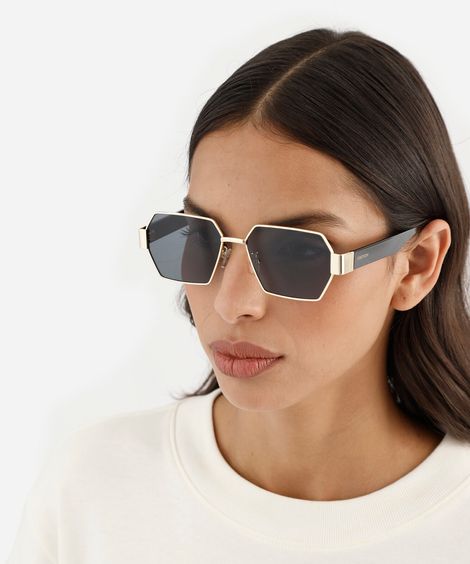 óculos de sol feminino quadrado de metal triton dourado