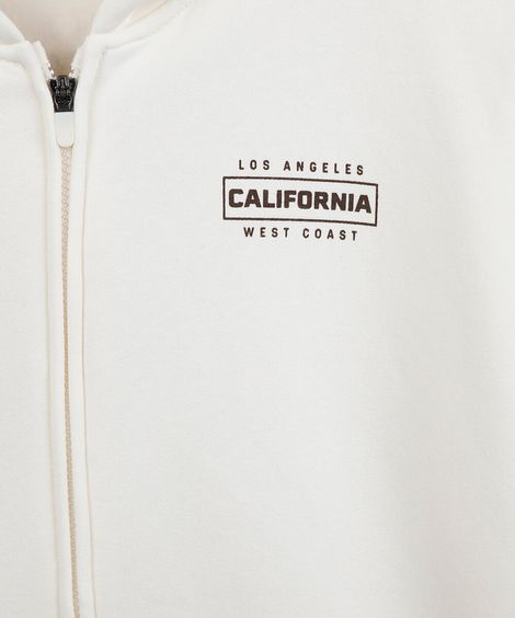 jaqueta juvenil de moletom com capuz estampada off white