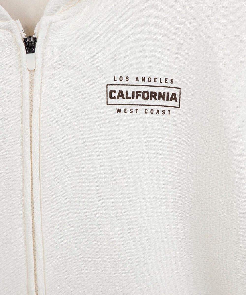 jaqueta juvenil de moletom com capuz estampada off white