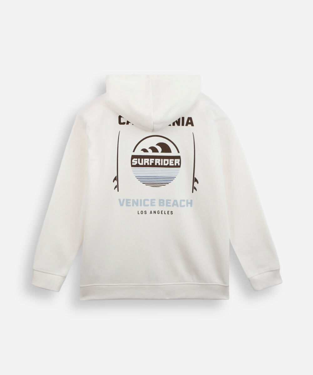 jaqueta juvenil de moletom com capuz estampada off white