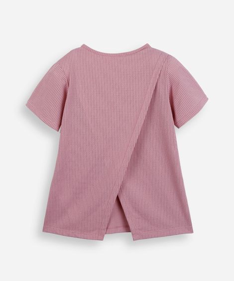 camiseta esportiva infantil manga curta com fenda rosa