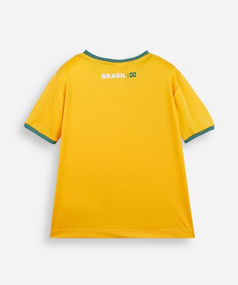 camiseta esportiva infantil manga curta brasil amarela