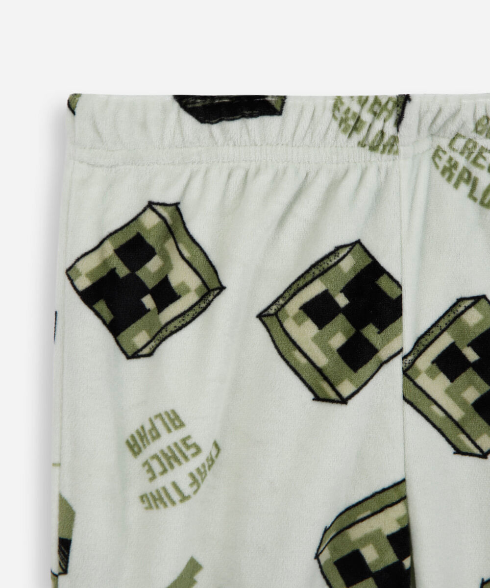 pijama longo infantil de plush minecraft verde