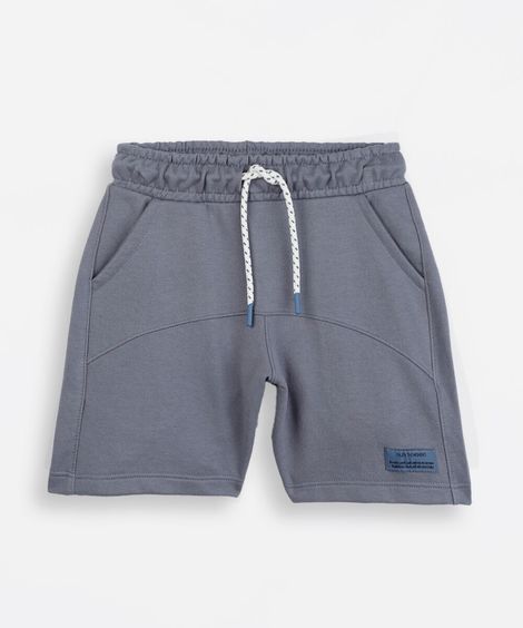 bermuda infantil de moletom recortes azul