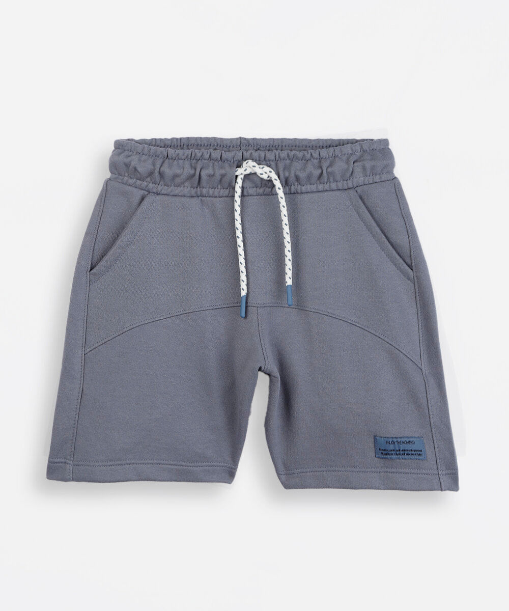bermuda infantil de moletom recortes azul